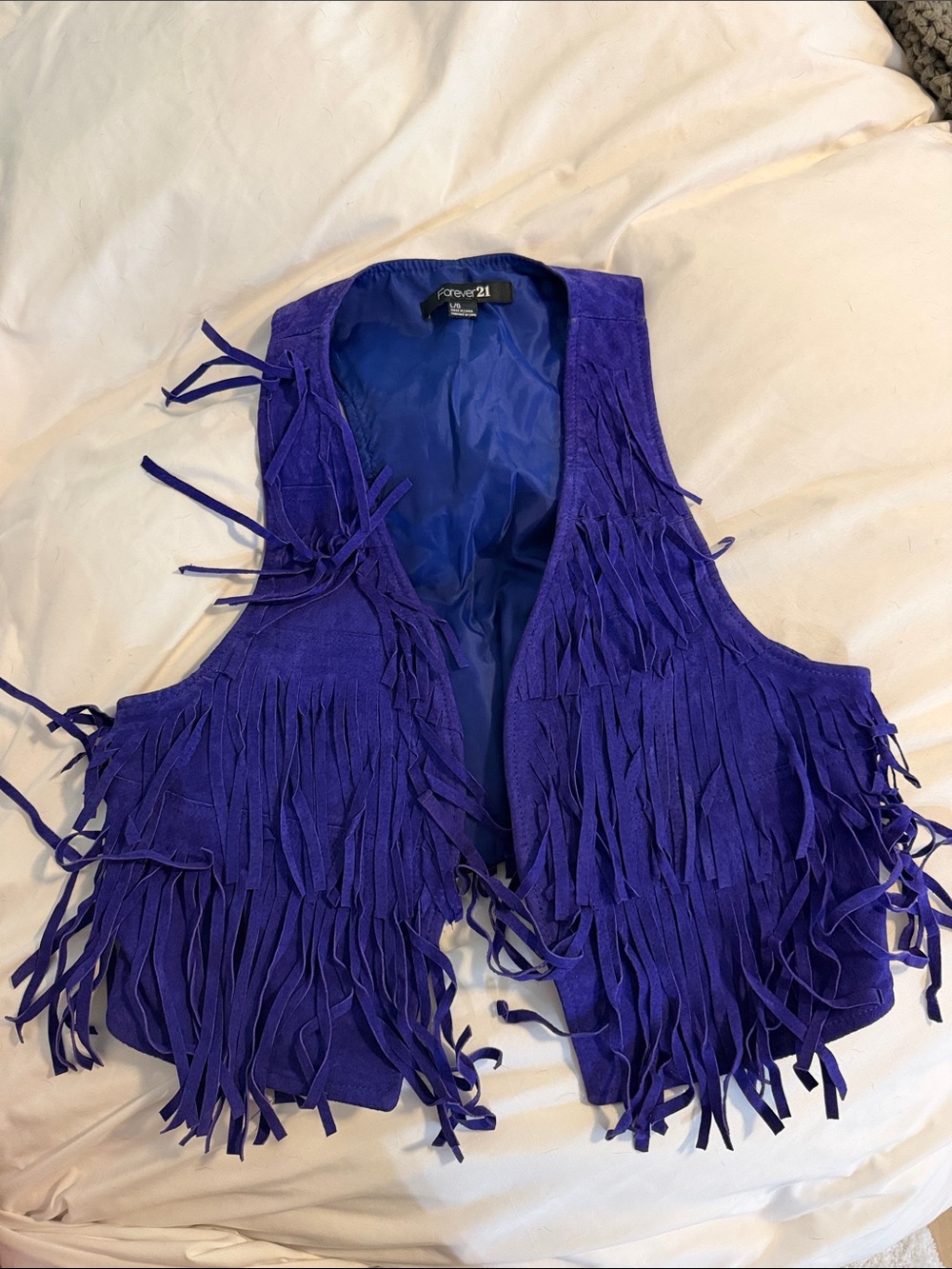Forever 21 Purple Fringe real Suede Vest